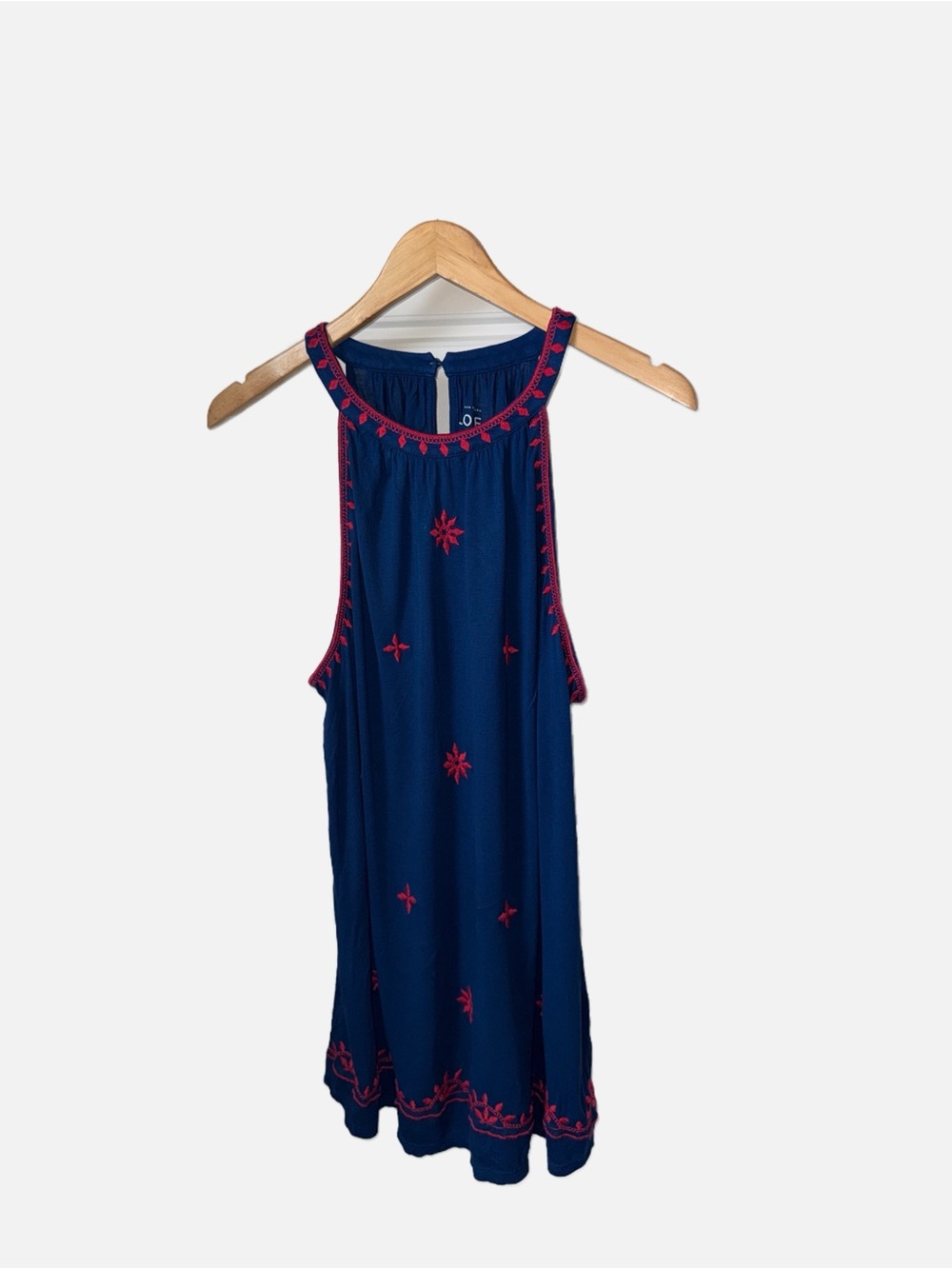 NWT Loft Women’s Navy Embroidered Sleeveless Dress large